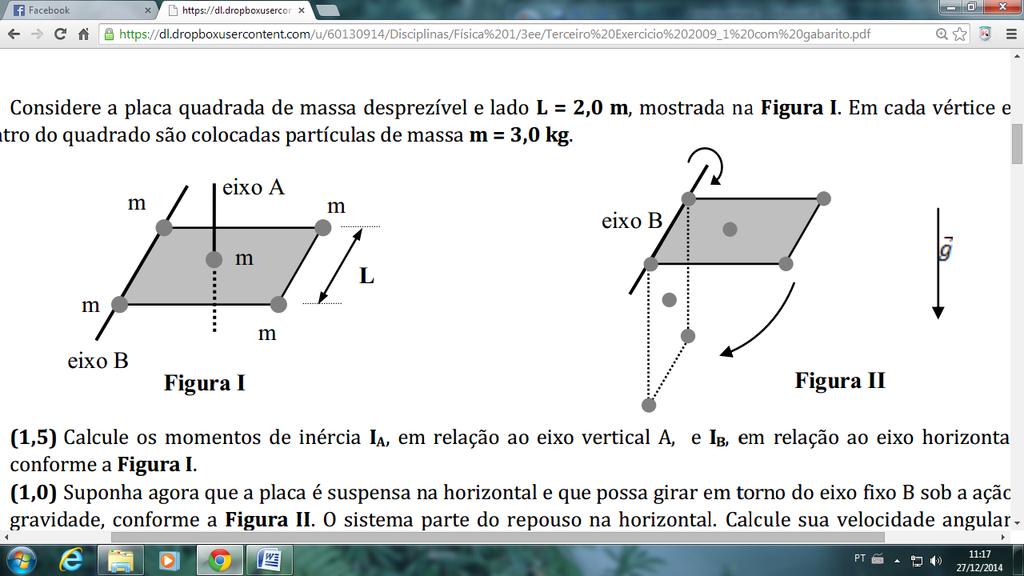 Dado que o momento de inércia de uma bola maciça de massa M e raio R em relação ao centro de massa é ICM = 2MR2/5 e g = 10 m/s2, responda: (a) (1,5) Qual a velocidade do centro de massa da partícula