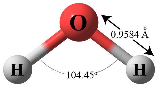 Moléculas Poliatômicas Exemplo: H20 Porém, na prática observa-se um ângulo de 104,5. Isto, por que os elétrons das ligações se repelem, e os dois núcleos de H (prótons) também.