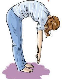 Exercícios de alongamento (continuação ) Na posição de pé e com os pés juntos, dobre o corpo para a frente e curve as costas, o máximo que conseguir mas sem dobrar os