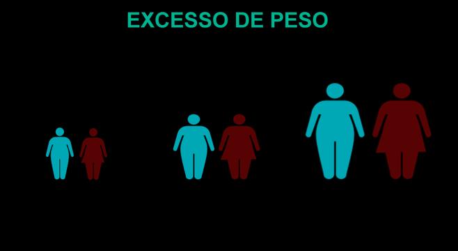 Uma em cada três crianças brasileiras apresentam excesso de peso (Meninos e meninas entre 5 e 9 anos ) 10,9% 8,6% 15% 11,9% 34,8% 32%