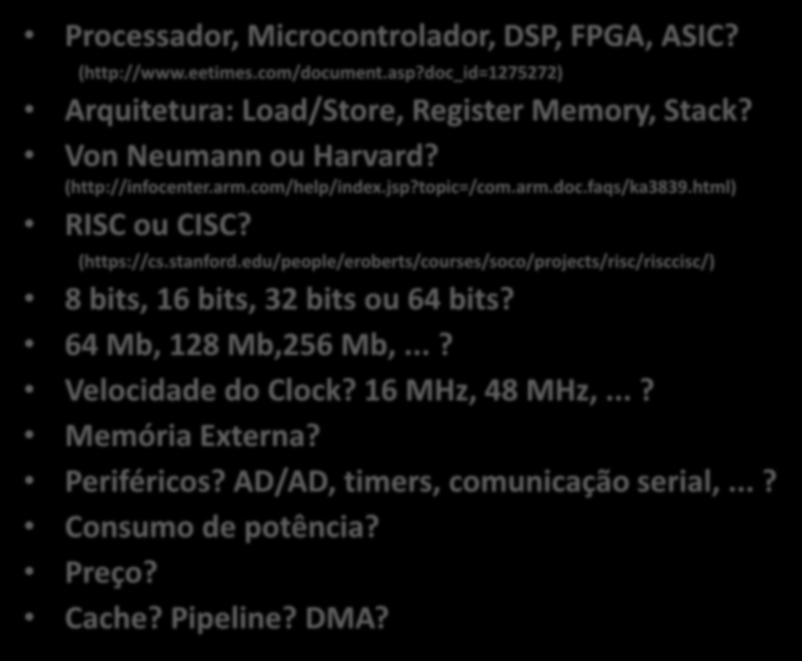 Necessidade de conhecer a arquitetura e funcionamento de CPUs Definição da CPU Processador, Microcontrolador, DSP, FPGA, ASIC? (http://www.eetimes.com/document.asp?