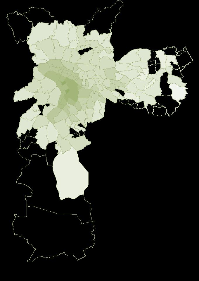 São Paulo Vila Nova Conceição Jardim Europa Jardim Paulistano Itaim Vila Olímpia 16.478 15.234 14.452 13.367 12.878 São Miguel Paulista Grajaú Cidade A. E. Carvalho Artur Alvim Cidade Tiradentes 4.