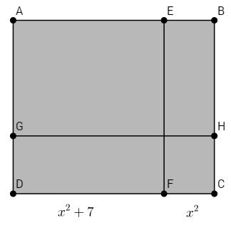 11 Na figura a seguir, ABCD é um quadrado, DF = x + 7 e FC = x A área do quadrado ABCD é x + 9x x + 7x + 9 x + 7x + 9 x + 9 x + 8x + 9 GABARITO: E COMENTÁRIO: Como