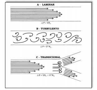 instabilidade do padrão laminar, principalmente nas regiões de bifurcações. Na presença de fluxo muito elevado ocorre completa desorganização do padrão laminar levando à turbulência (figura 22).