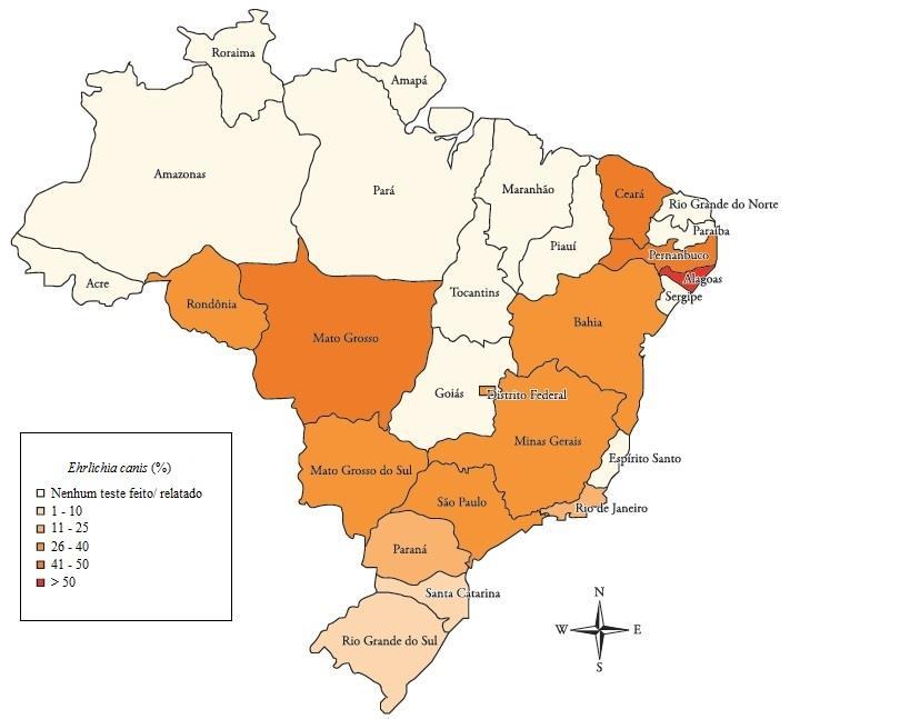 19 Figura 3: Ocorrência de infecção por E. canis em cães no Brasil. Fonte: adaptado de Vieira et al. (20