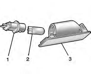 Gire o soquete da lâmpada (1) no sentido anti-horário para removê-lo do conjunto da lâmpada (3). 5. Empurre a lâmpada (2) para fora do soquete (1). 6.