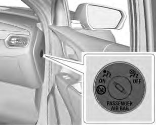 O de airbag do passageiro dianteiro pode ser desativado por um interruptor operado com chave no lado do passageiro do painel de instrumentos.
