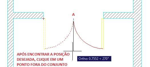 MIRROR 1. Digite MI + enter. 2. Selecione a porta a ser espelhada + enter. 3. Clique no ponto de referência com ENDPOINT acionado. Neste caso será o ponto A (no final do arco de abertura da porta). 4.