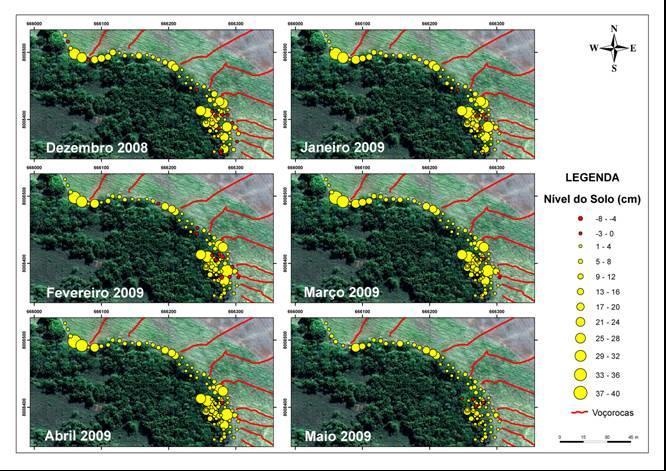 DISTRIBUIÇÃO ESPAÇO-TEMPORAL SEDIMENTOS 1º SEMESTRE altos valores de deposição em vários pontos valores