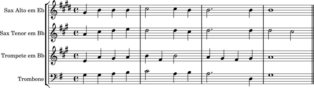 90 Harmonia Tonal - Stephan Kostka & Dorothy Payne (6 a ed.) 1. Faça um arranjo para dois sax alto e um sax tenor. Copie as partes individuais usando as transposições corretas. 2.