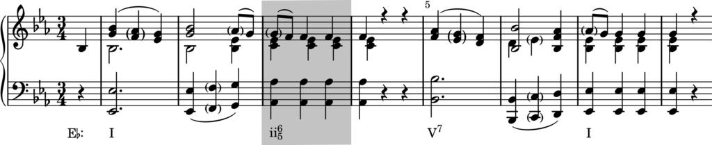 Progressão Harmônica 95 Muitas frases contém apenas uma progressão I-ii-V-I. O Exemplo 7-8 mostra um típico esboço de soprano/baixo para tal progressão.