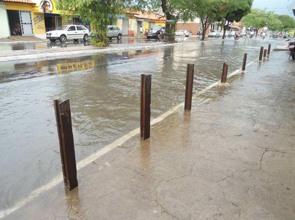 impede a travessia de pedestres, reduz o espaço para o tráfego de veículos e aumenta o risco do avanço destas águas para as calçadas e possivelmente imóveis situados na avenida.