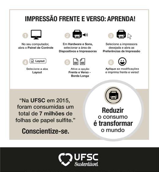 Figura 24 - Campanha Economia de Papel Fonte: UFSC SUSTENTÁVEL (2017h) Figura 25 - Campanha para utilização da
