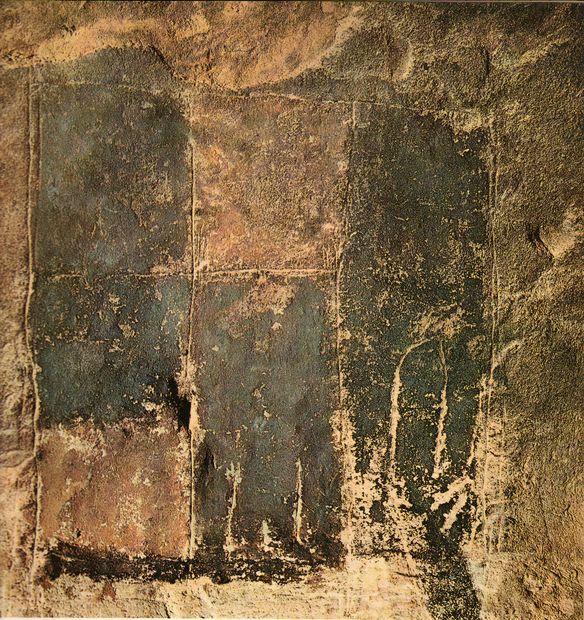 Lascaux Motivo em xadrez pintado pintura rupestre 24x22cm 15.000 a 12.