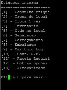 Para voltar ao menu principal digita 0 e pressionar enter.