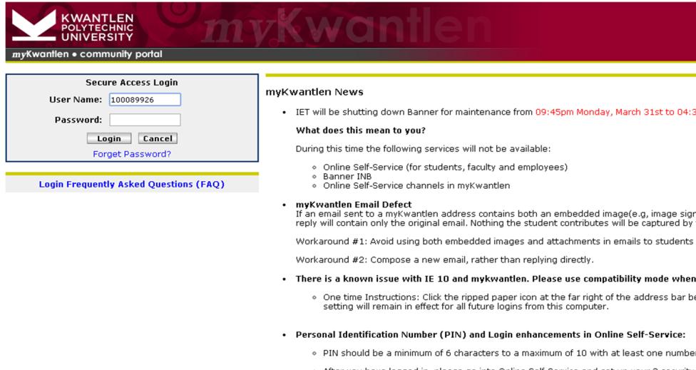 REGISTRANDO NAS MATERIAS 1. Preparação para registro Tenha em mãos seu número de estudante da KPU Faça o Login na Mykwantlen Informe-se da data e horário para registro 2.