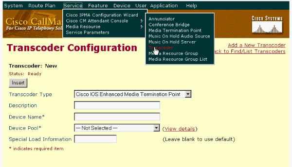 comunicar-se com o CallManager da Cisco. 2. Configurar o perfil do Farm de DSP para transcoding.nota: Isto exige o Cisco IOS Software Release 12.3(8)T ou Mais Recente. 3.