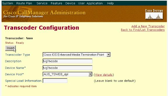 Restaure o transcodificador no CallManager da Cisco para ativar o registro.