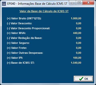 frete na base de calculo de ICMS (caso a tributação do item esteja parametrizada de forma a considerar o