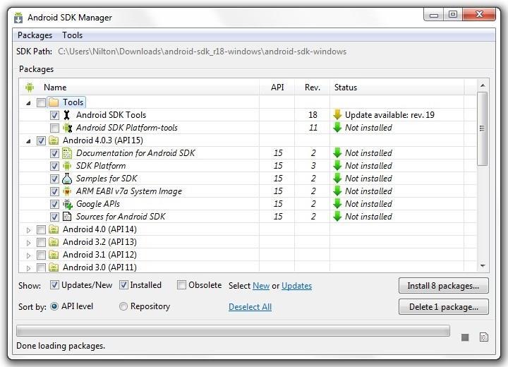 Android SDK O Android SDK permite que os desenvolvedores elaborem as aplicações a partir de um dispositivo virtual para os aparelhos de celular e tablet, desde