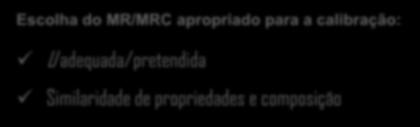 calibração: U adequada/pretendida Similaridade de propriedades e