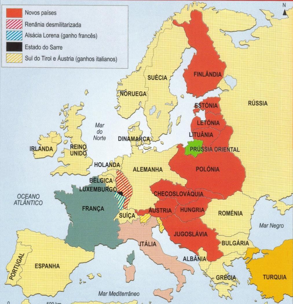 MAPA POLÍTICO DA EUROPA PÓS PRIMEIRA GUERRA MUNDIAL: EFEITOS DO TRATADO DE