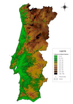 CARTOGRAFIA de BASE: ALTIMETRIA de Portugal Continental Base Cartográfica: Escala 1:25 Resolução de 25 metros Fonte: IGeoE I.