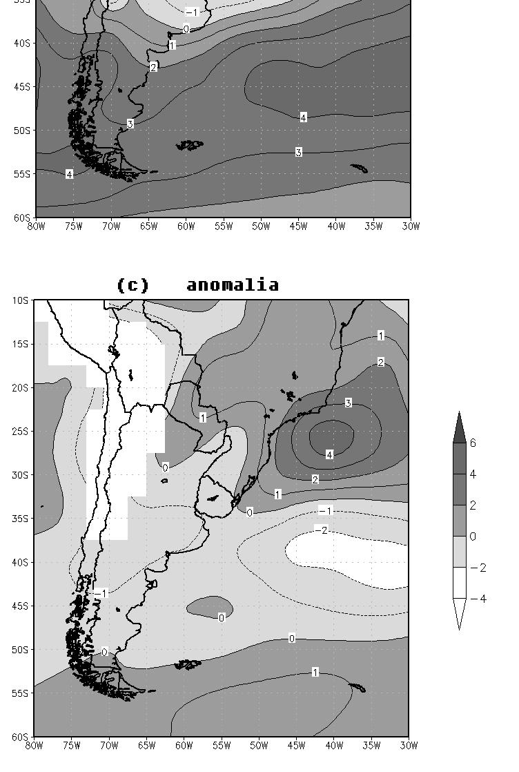 Por outro lado, sobre a Confluência Brasil-Malvinas houve apenas anomalias negativas (até - 1,0x10 4 kg/s).