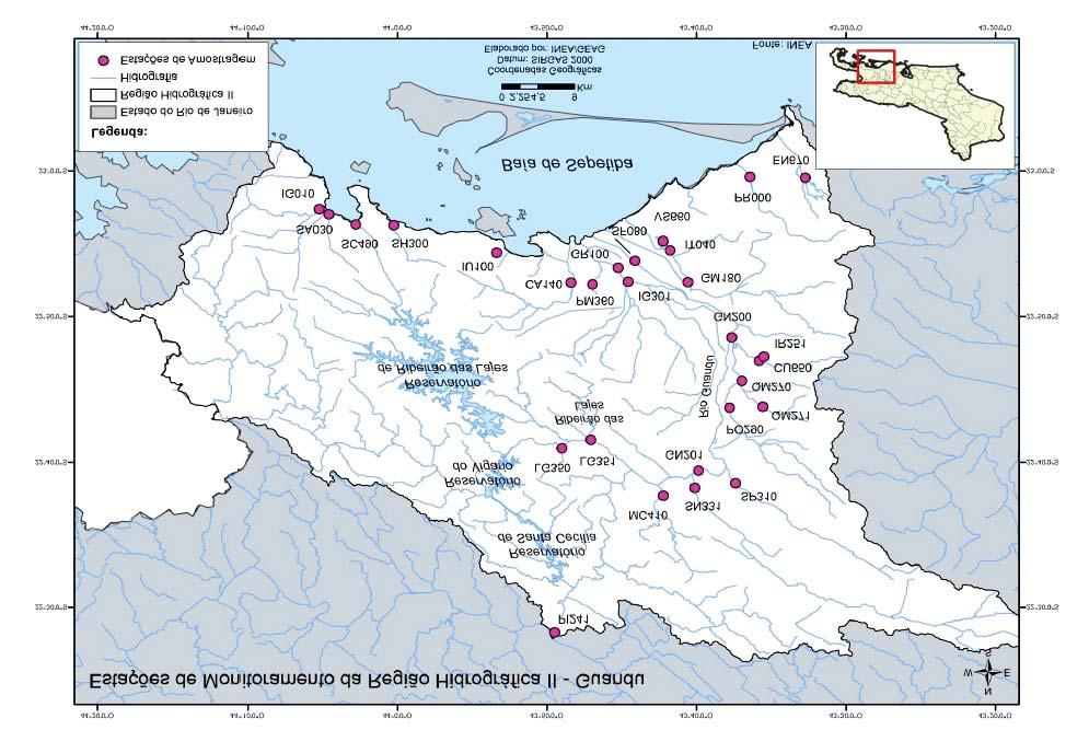 INDICADORES DE POLUIÇÃO 35 Figura 4.3 Estações de monitoramento de água na Área de Guandu/Sepetiba Fonte: INEA.