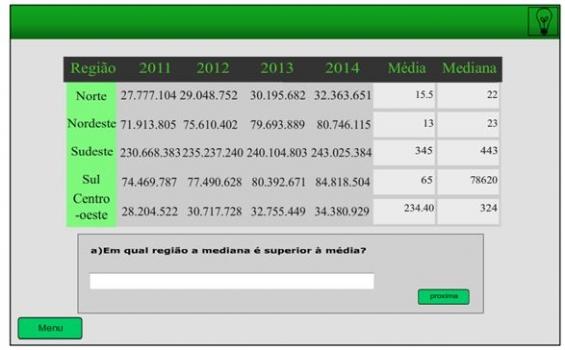 Figura 3: Segunda Atividade As duas atividades seguintes seguem a mesma estrutura de funcionamento que as atividades 1 e 2, porém utilizando dados referentes a outro período de tempo e outras