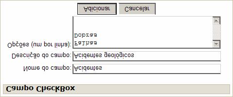 Verificar caixa - Este campo apresenta uma lista de