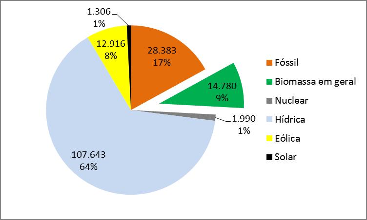 2. A CAPACIDADE INSTALADA E A PRODUÇÃO DE BIOELETRICIDADE A capacidade de geração da bioeletricidade A fonte biomassa em geral (que inclui as diversas biomassas) representa 9% da potência outorgada