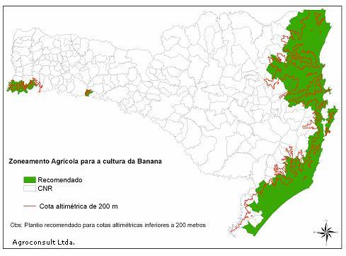 banana, representando um aumento da área potencial de cultivo de 26.257 km 2 ou 2625700 ha (Tabela1). Figura 1.