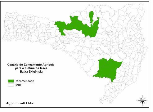 CONCLUSÕES: Culturas de clima temperado como a maçã, sofrerão impactos causados pelas mudanças climáticas em função da restrição quanto às áreas preferenciais de plantio enquanto que culturas de