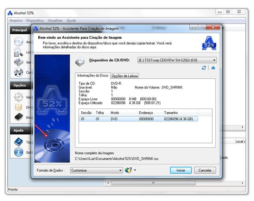 4º - Na outra janela que abrir, vemos as seguintes informações: 1- Nome do seu drive de CD ou DVD, caso seu computador tenha mais que um drive, é só clicar na setinha e