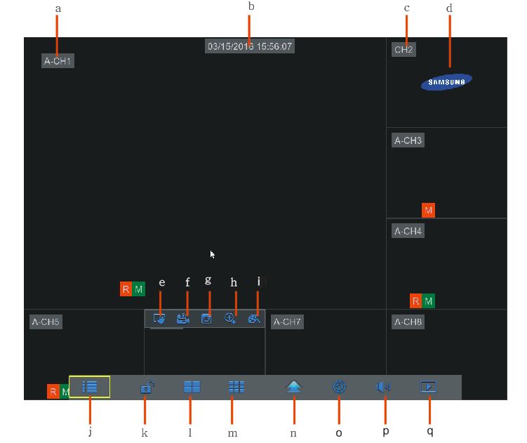 Interface principal Em nome de visualização em tempo real: clique com o botão do lado direito em qualquer área para aceder ao menu pretendido.