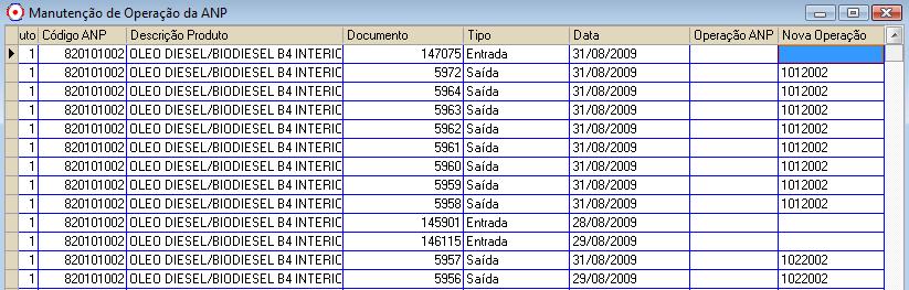 6 Manutenção, grava nos movimentos os códigos, conforme o ORIENTADOR, quando não gravou na venda ou