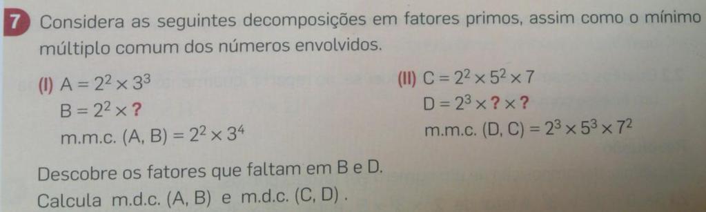 mum de números dados; Resolver problemas envolvendo m.d.c.