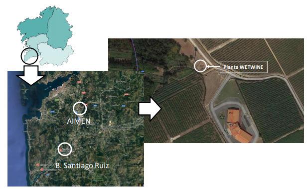 Localização da planta-piloto A adega Santiago