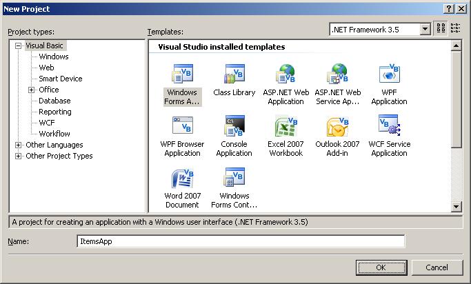 Aceda ao Microsoft Visual Studio 2008 e crie um projecto Windows Forms Application, em File New Project Visual Basic; 2.