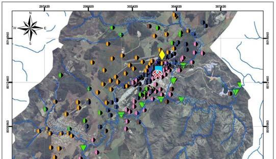 78 Fonte: Dados disponibilizados pela Votorantim Metais. Figura 4.3 - Mapa de distribuição dos pontos de monitoramento na área de influência definida para os estudos hidrogeológicos (Pessoa et al.
