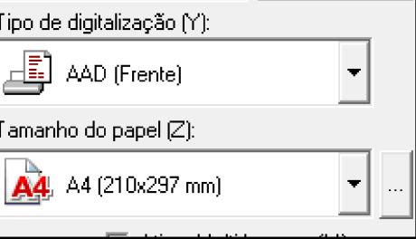 1 TIPO DE DIGITALIZAÇÃO E TAMANHO DO PAPEL Selecionar o local onde irá realizar a digitalização de acordo com o tipo de documento que aparece no ícone Tipo de