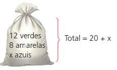 05. Um saco contém 12 bolas verdes e 8 bolas amarelas. Quantas bolas azuis devem ser colocadas no saco, de modo que a probabilidade de retirarmos do mesmo, aleatoriamente, uma bola azul seja 3 2?