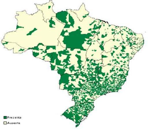 Organização da Assistência e Remuneração Vazio assistencial - Internação Existência de estabelecimentos para a saúde suplementar Internação - por município e UF no Brasil.