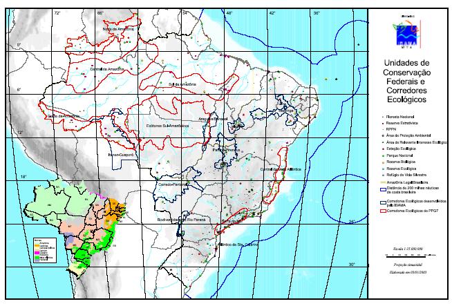 Corredores ecológicos Centro-Amazônico, Norte-Amazônico, Oeste-Amazônico, Sul-Amazônico, Ecótono