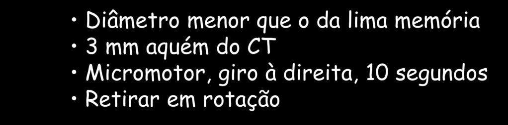 que o da lima memória 3 mm aquém do CT