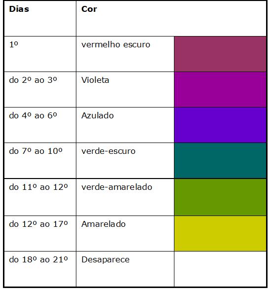 E isto é muito importante, pois, a mudança de coloração leva a um termo denominado de espectro equimótico de Legrand du Salle que