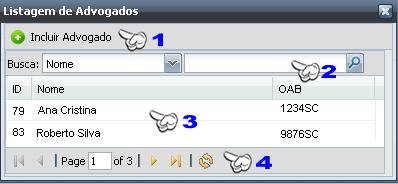 4 Barra de paginação: permite a navegação entre as páginas da lista. 2 Informar o nome do Jornal. 3 Informar o número da página do jornal. 4 Informar a data do jornal.