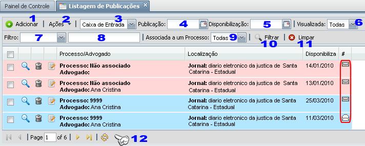 4 Barra de paginação, permitindo a navegação entre as páginas da lista. 7 Informar o conteúdo da publicação. E após é só clicar sobre o botão salvar. 8.