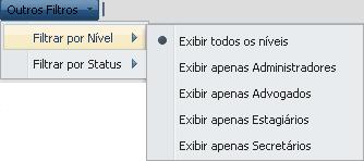 Logo, irá abrir, ao lado do menu, uma aba contendo a lista de Usuários cadastrados. Figura 74 - Lista de Usuários.